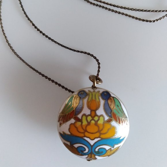 Vintage Enamel Birds Necklace - Picture 3 of 3